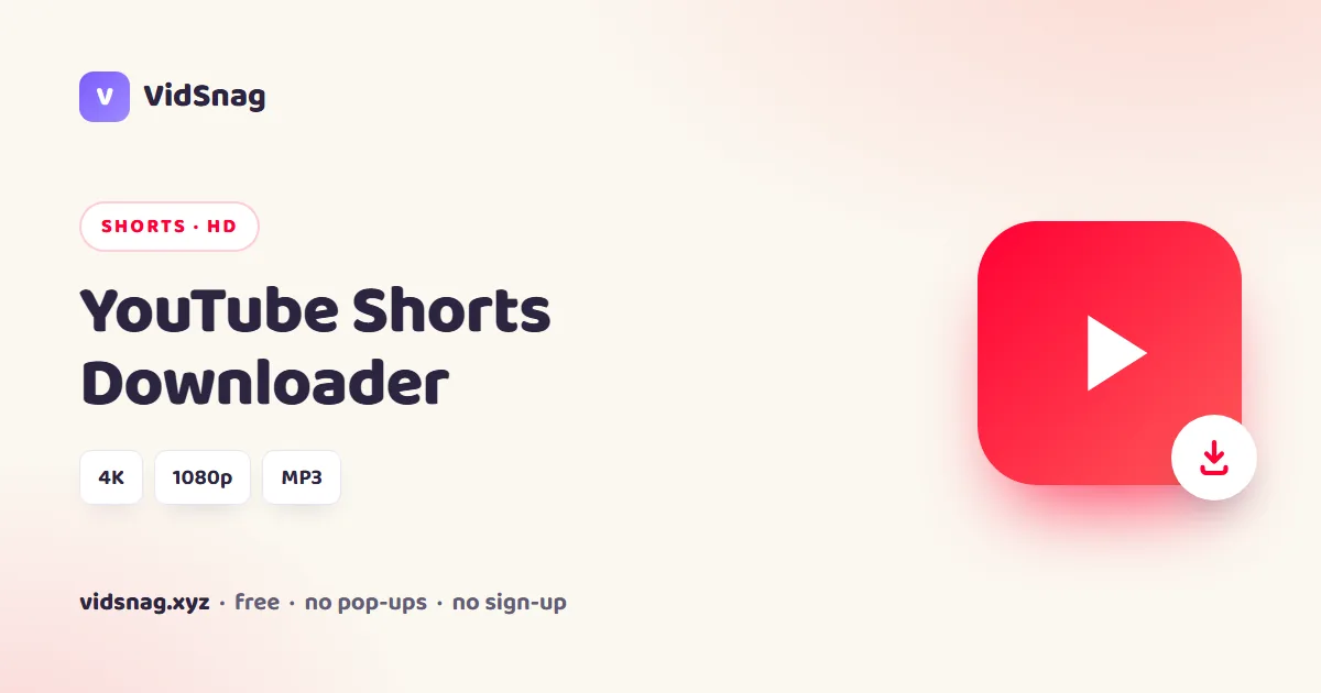 VidSnag, a free YouTube Shorts downloader for Windows